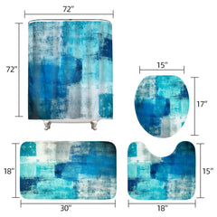 4-Piece Abstract Bathroom Set: Shower Curtain, Rugs, Non-Slip Bath