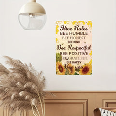 Sunflower Bee Kind Metal Tin Sign Wall Plaque