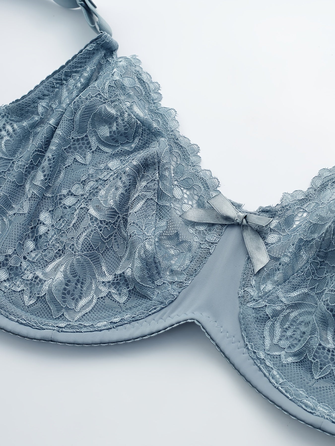 Contrast Lace Push Up Solid Bra Plus Size