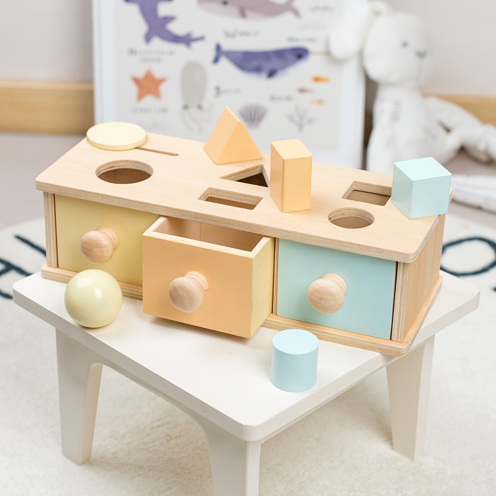 Wooden Shape Sorting & Stacking Toy for Toddlers