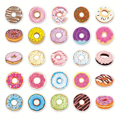 50pcs Donut Pattern Waterproof Stickers For Water Bottles Laptop Scrapbook