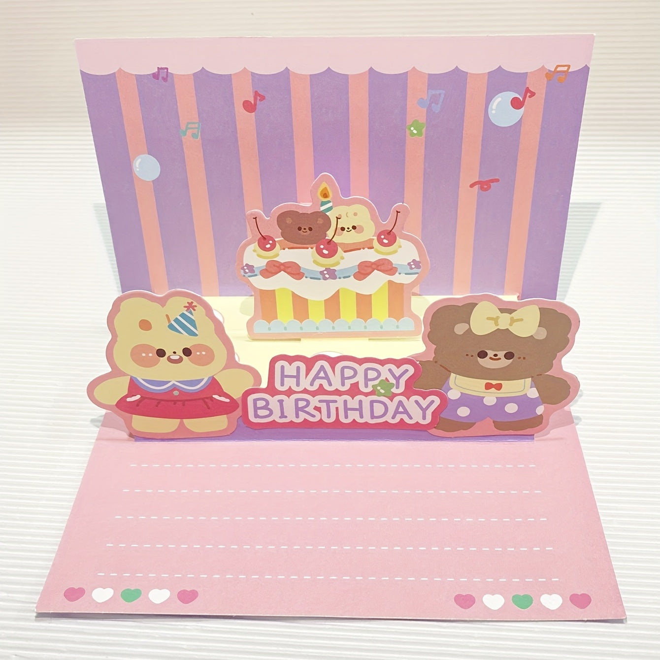 Purple 3D Cartoon Greeting Card with Envelope