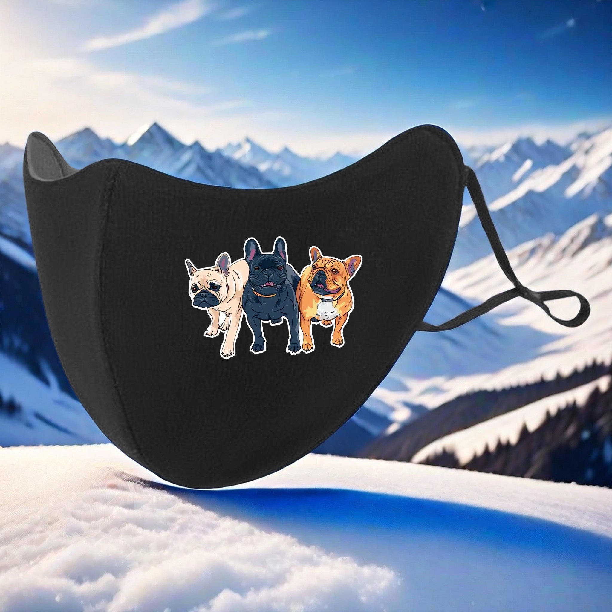 3D Plush Warm Mask with French Bulldogs Print
