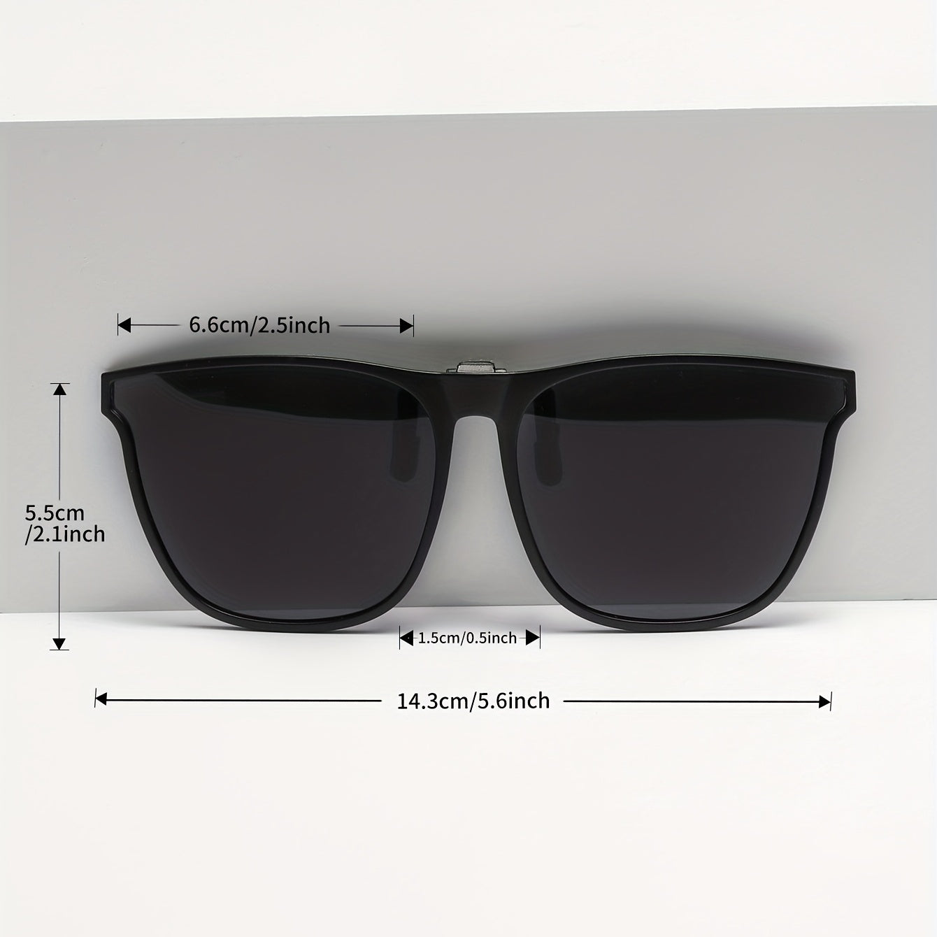 Men's Square Frame Polarized Clip-On Sunglasses with Specialty Case