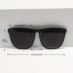 Men's Square Frame Polarized Clip-On Sunglasses with Specialty Case