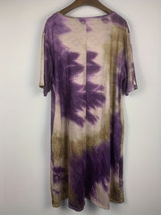  Tie Dye Short Sleeve Round Neck Casual Dress with Pockets