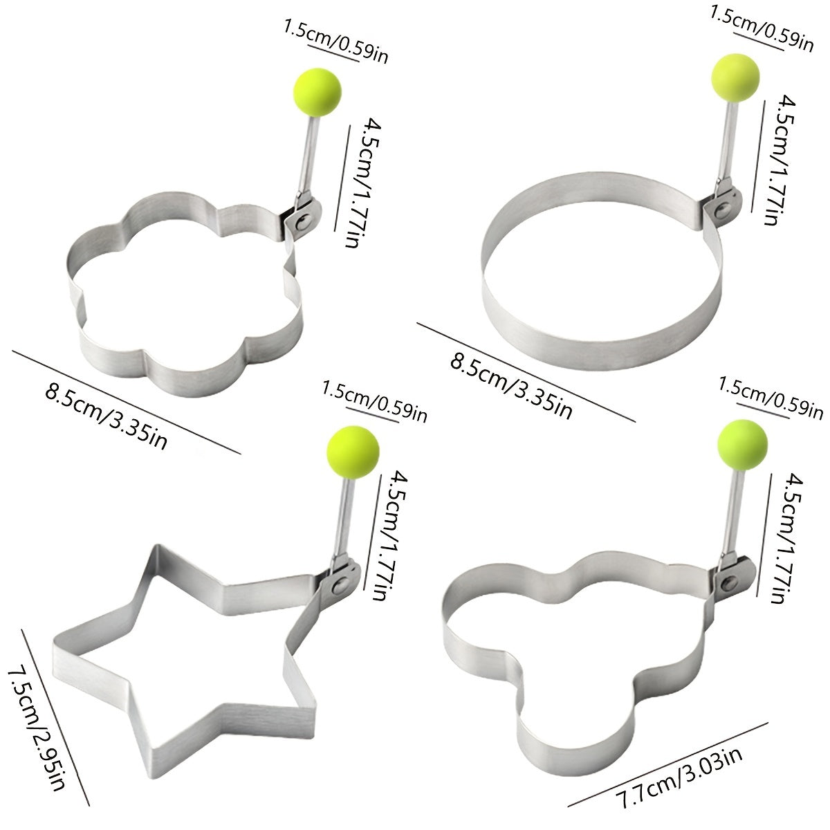 5pcs Stainless Steel Heart-shaped Egg Maker Fried Egg Mold