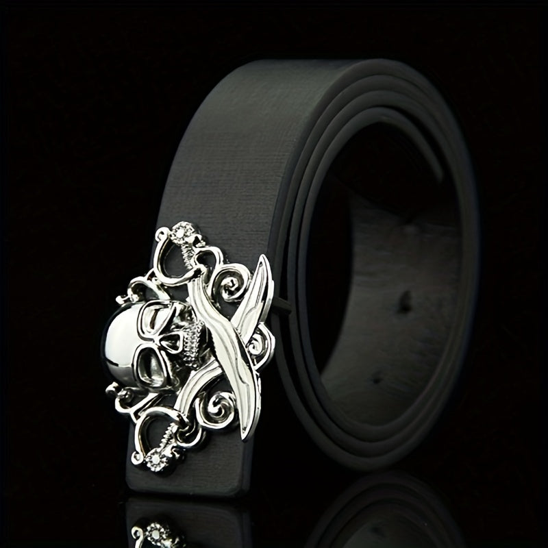 Skull Belt Buckle Casual Leather Belt Men