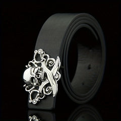 Skull Belt Buckle Casual Leather Belt Men