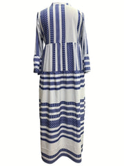  Colorblock Bell Sleeve Maxi Dress