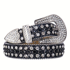 Rhinestone PU Leather Belt for Jeans Dress