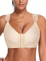 Front Closure Sports Bra Solid No Wire Bralette Vest Women's Lingerie