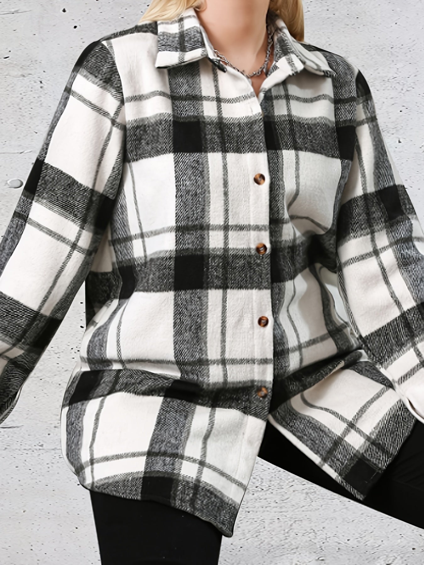  Plaid Long Sleeve Flannel Shirt Women's Casual Lapel Collar