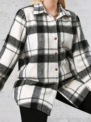  Plaid Long Sleeve Flannel Shirt Women's Casual Lapel Collar