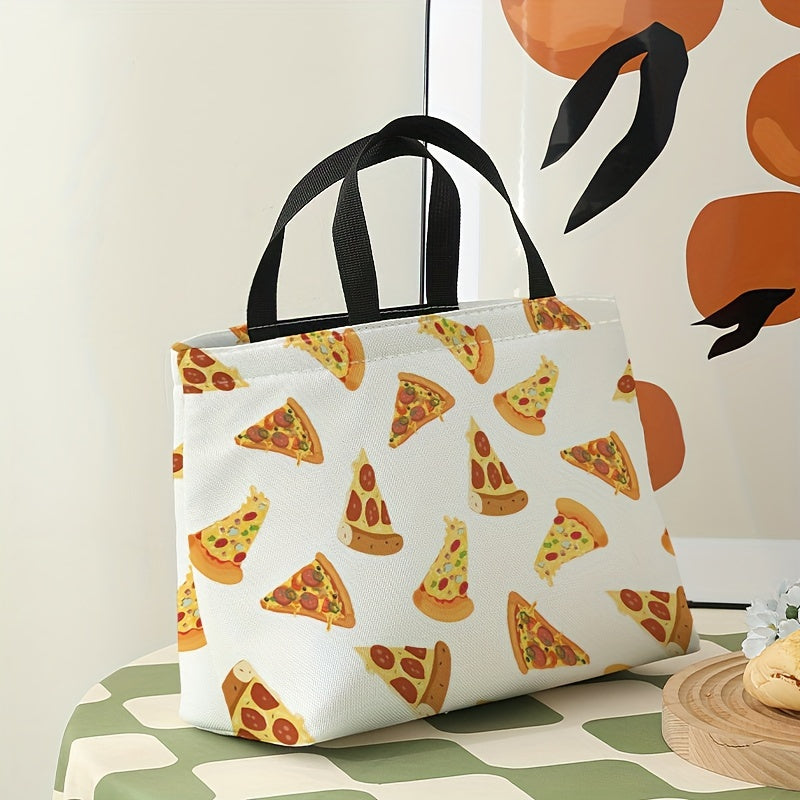 Portable Pizza Printed Lunch Bag Waterproof Insulated Bento Bag