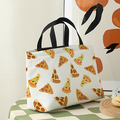 Portable Pizza Printed Lunch Bag Waterproof Insulated Bento Bag