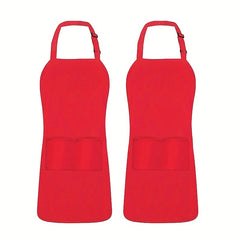 Adjustable Strap Bib Apron w/ 2 Pockets for Men & Women