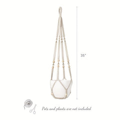 2pcs Macrame Plant Hanger Indoor Hanging Planter Basket With Wood Beads