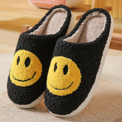 Plush Cozy House Slippers Anti skid Slip on Smile Shoes Indoor Men Winter