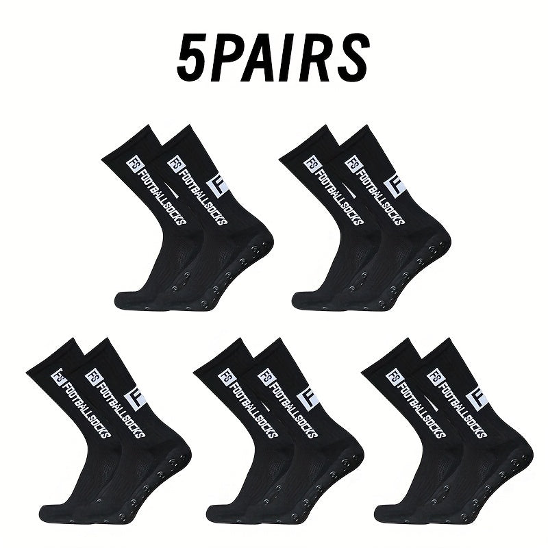 5 Pairs Non-Slip Mid-Calf Football Socks