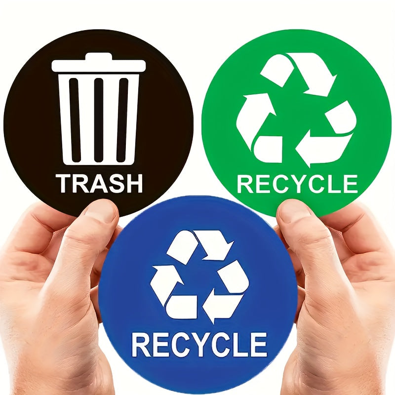 3 Piece 5 inch Bin Recycling Sticker Waterproof Sun Protected
