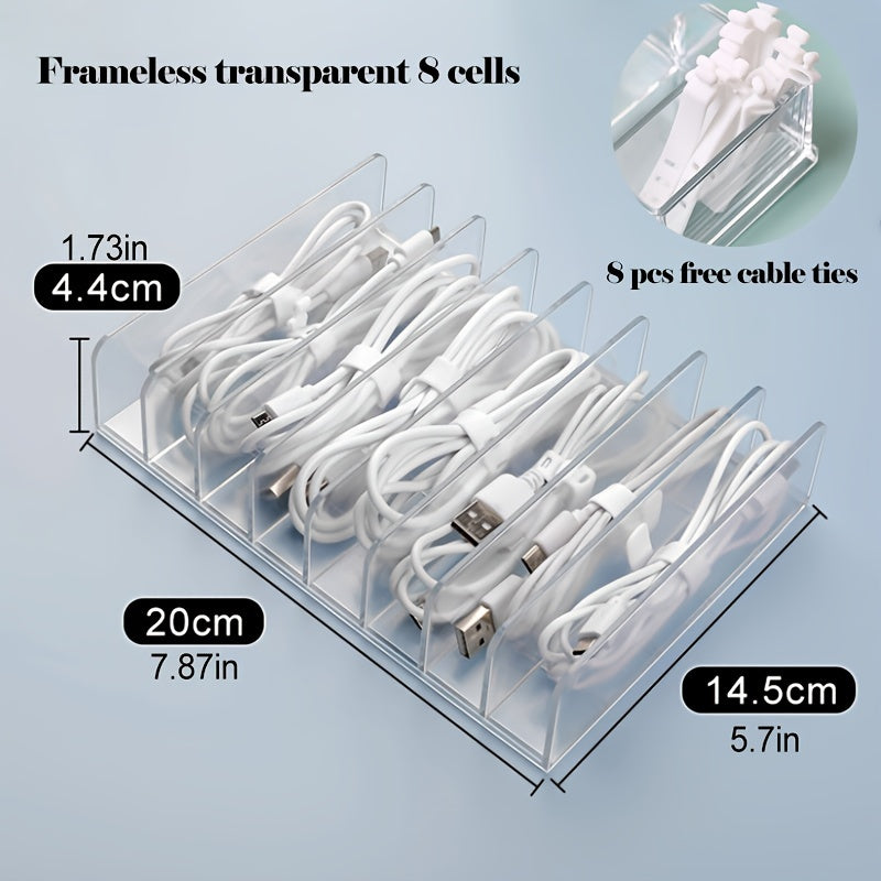 8 Pcs Wire Ties Cable Organizer Box Portable Cord Storage Organizer