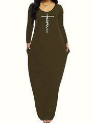  Casual Dress Women's Plus Letter Print Maxi Dress