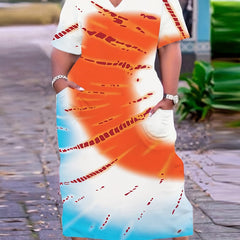  Tie Dye Maxi Dress With Pockets