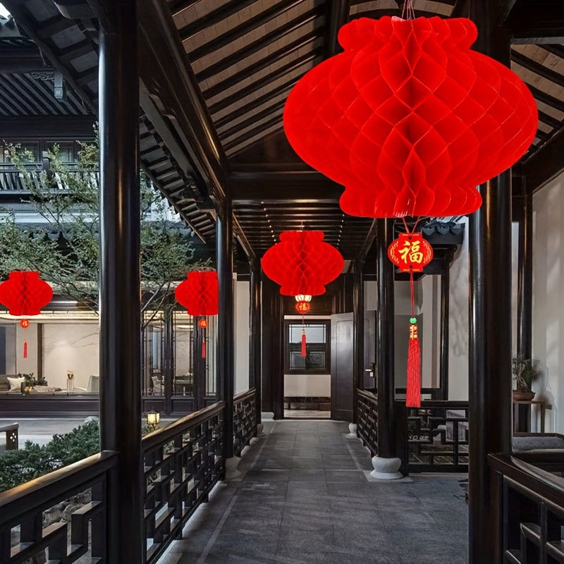 Chinese Year Thick Plastic Paper Lanterns Honeycomb Lanterns Folding Lanterns