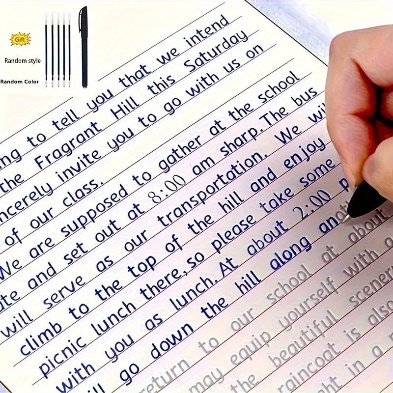 Italic 3D Groove Practice Copybook & Pen Set for English Handwriting