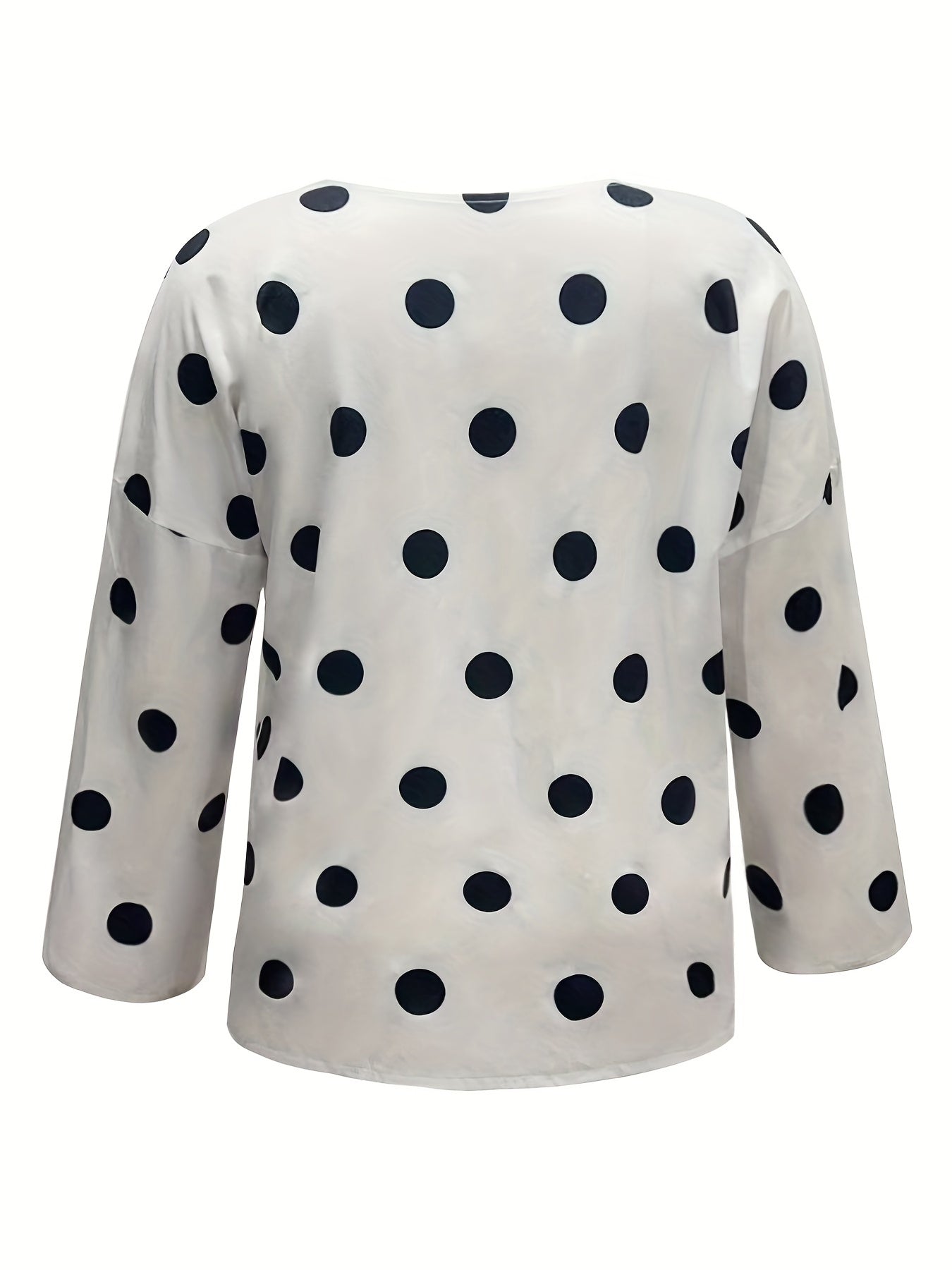  Polka Dot Button Up Shirt Long Sleeve Women's Casual Blouse