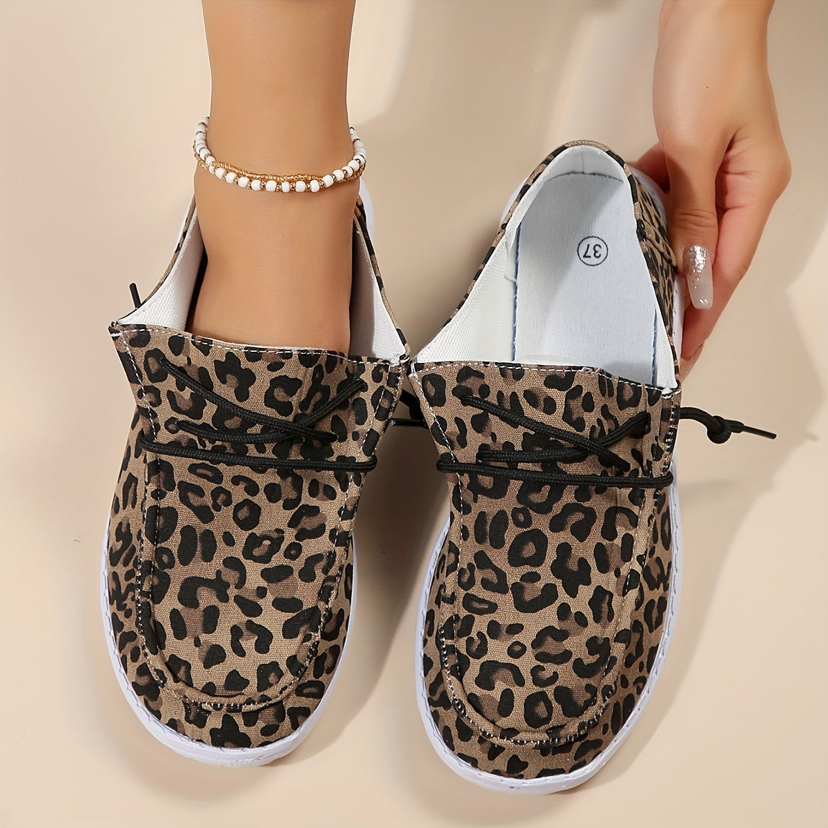 Leopard Print Boat Shoes Lightweight Low Flats Women's Footwear