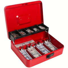 Combination Lock Cash Box Money Storage Safe with Tray