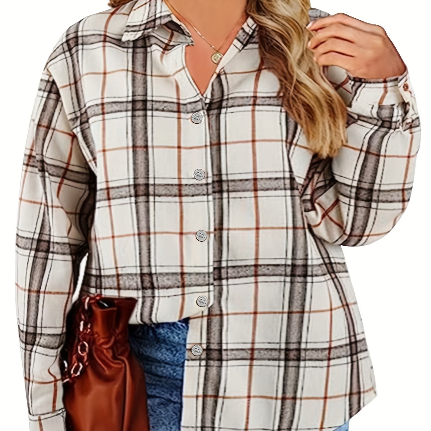  Plaid Print Button Up Long Sleeve Shirt