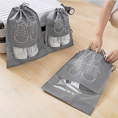 4pcs Travel Shoes Bag Portable Non-woven Storage Bag Drawstring Shoes Bundle Poc