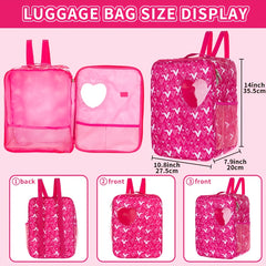 Pink Doll Carrier Backpack with Heart Window & Adjustable Straps for Toy Dolls