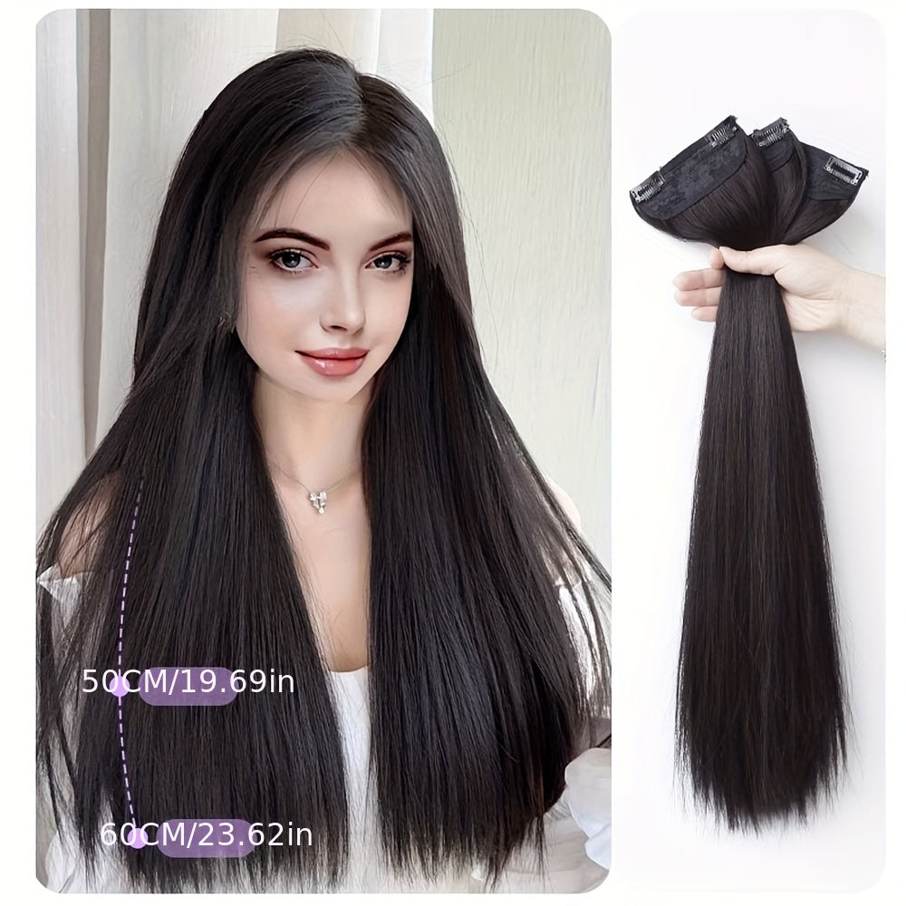 Long Straight Hair Pieces Synthetic Clip In Hair Extensions for Daily Use