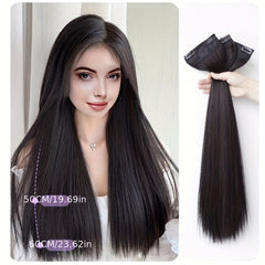 Long Straight Hair Pieces Synthetic Clip In Hair Extensions for Daily Use