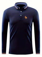 Men's Dragon Print Long Sleeve Shirt for Golf Tennis Sports