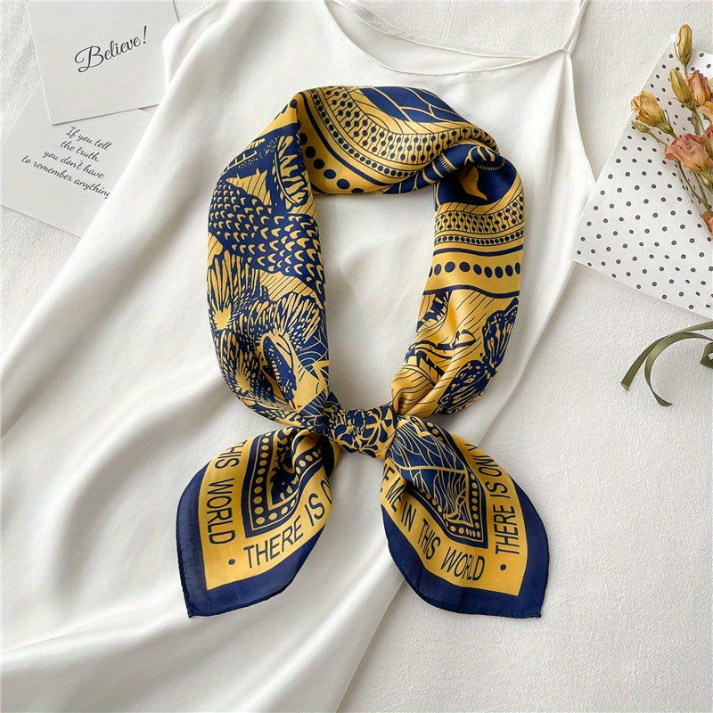 Boho Forest Print Silk Square Scarf Neckerchief Bandana