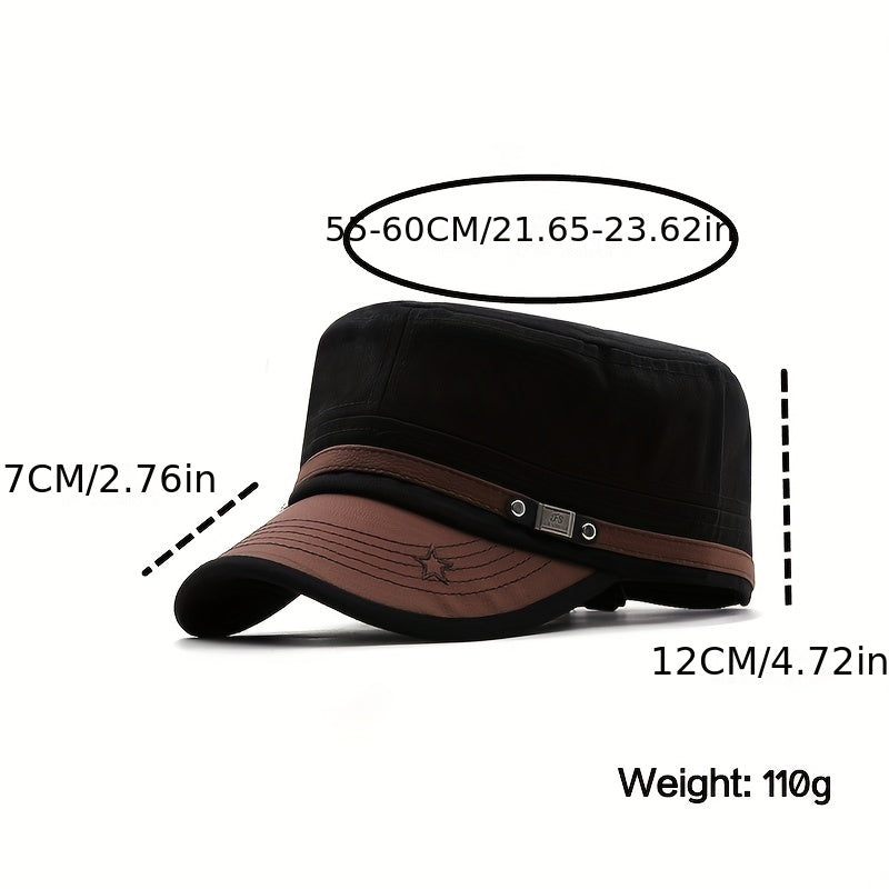 Adjustable Vintage Flat Top Military Hat Sun Protection