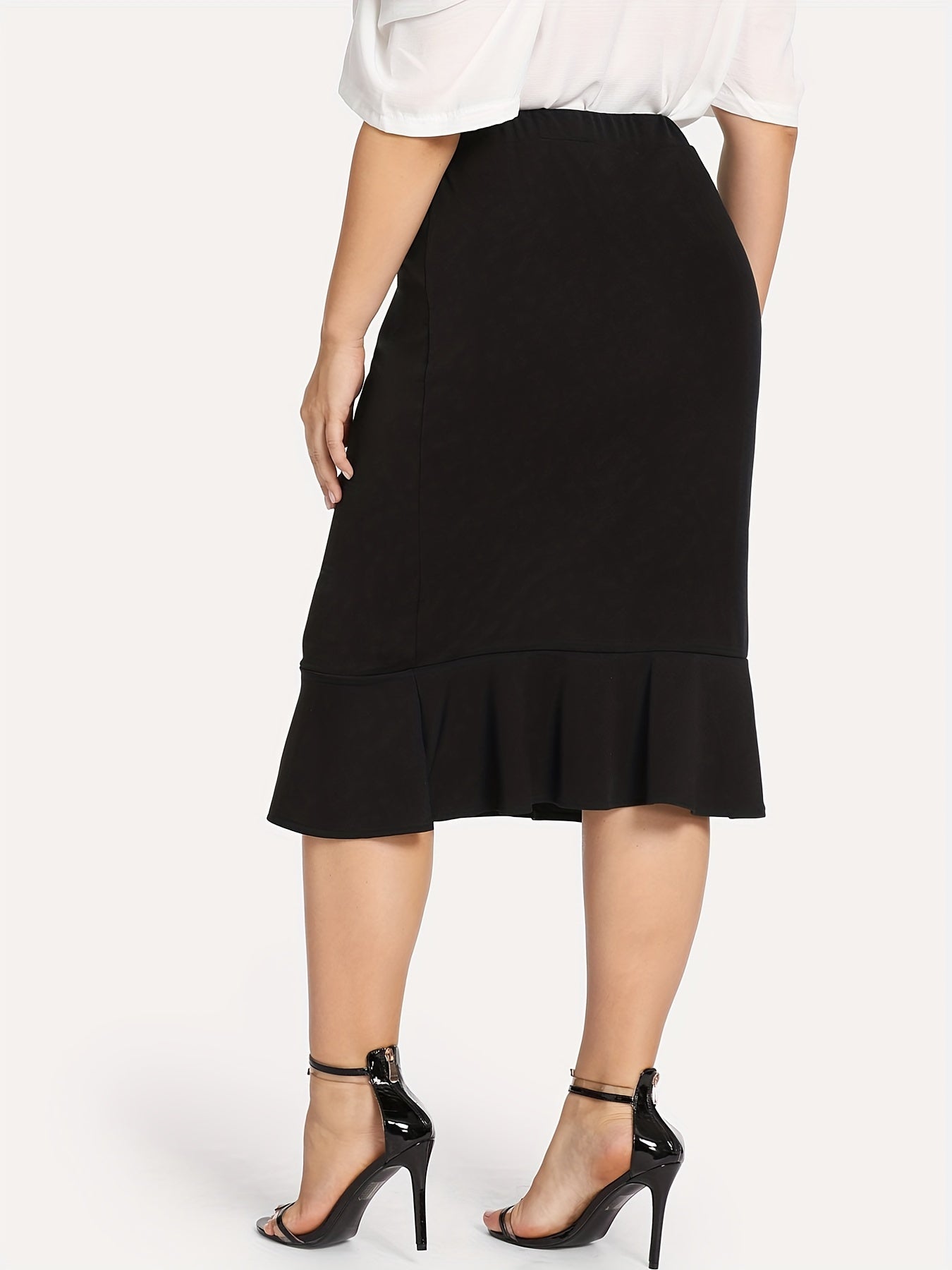  Solid High Rise Slim Fit Mermaid Skirt