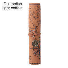 Retro Treasure Map Pencil Case PU Leather Big Capacity Pen Bag
