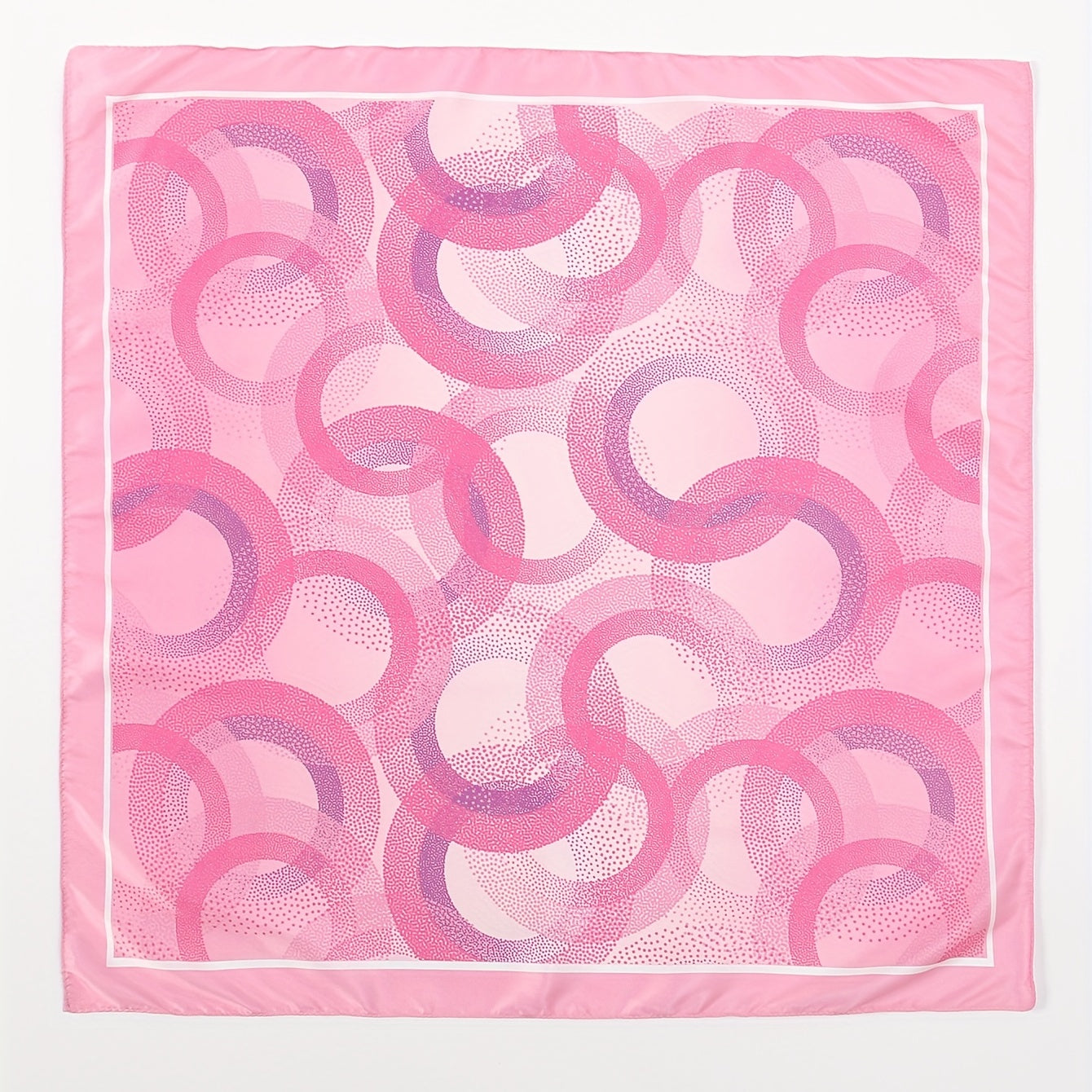 Pink Circles Print Bandana Casual Square Scarf Women Head Wrap Hair Accessories