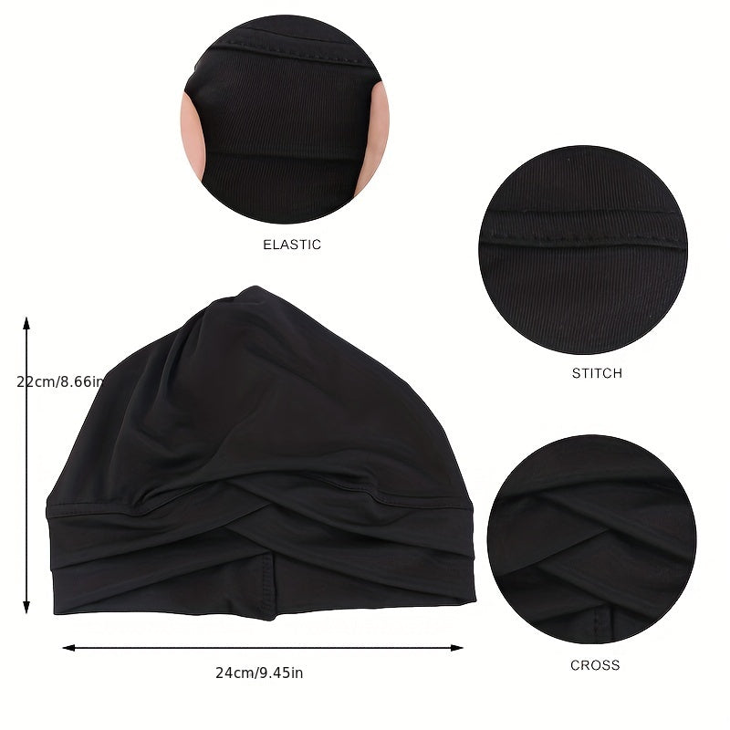 Solid Head Wrap Elastic Hijab Bonnet Women Chemo Hats