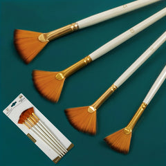 5pcs Fan-shaped Brush Set Nylon Hair Art Painting Watercolor Acrylic Brush