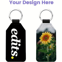 5pcs Glitter PU Leather Keychain Heat Transfer Keyring