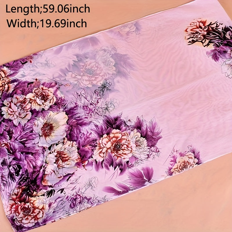 Chiffon Flower Print Long Scarf - Sunscreen Shawl