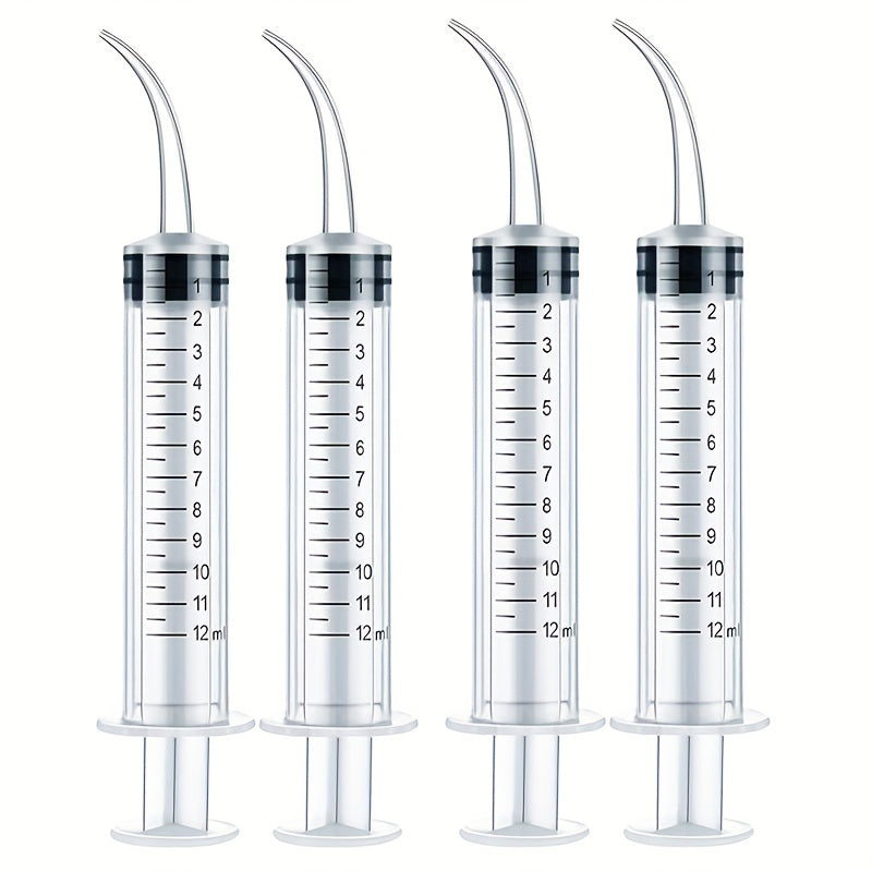 4pcs 12ml Reusable Plastic Syringes for Pet Teeth Rinsing & Labs