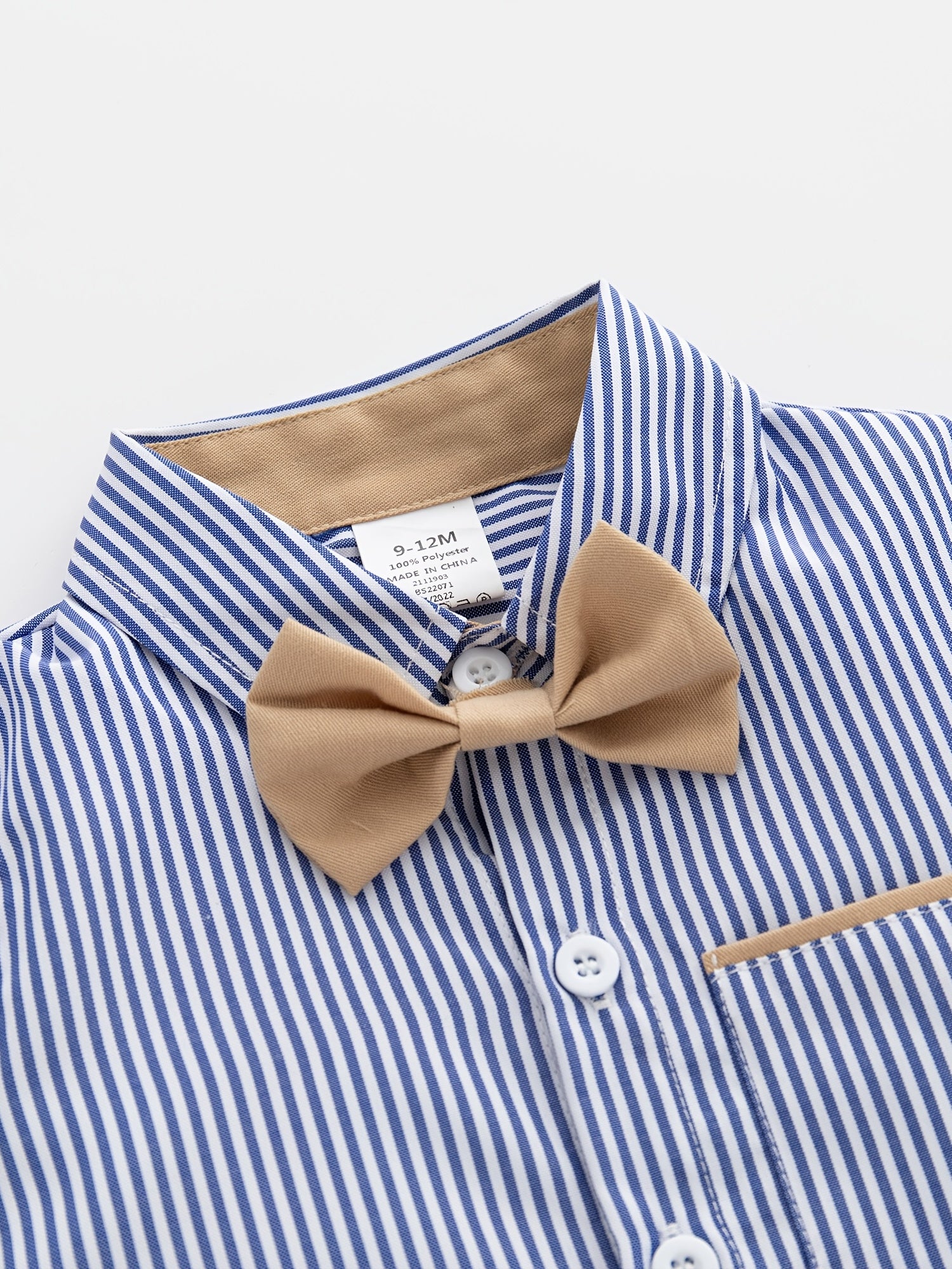 Baby Boys Gentleman Outfit Long Sleeve Shirt With Bowtie & Suspender